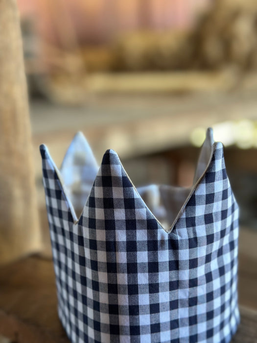 Navy & Beige Gingham Crown