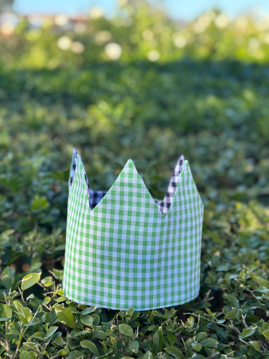Navy & Green Gingham Crown