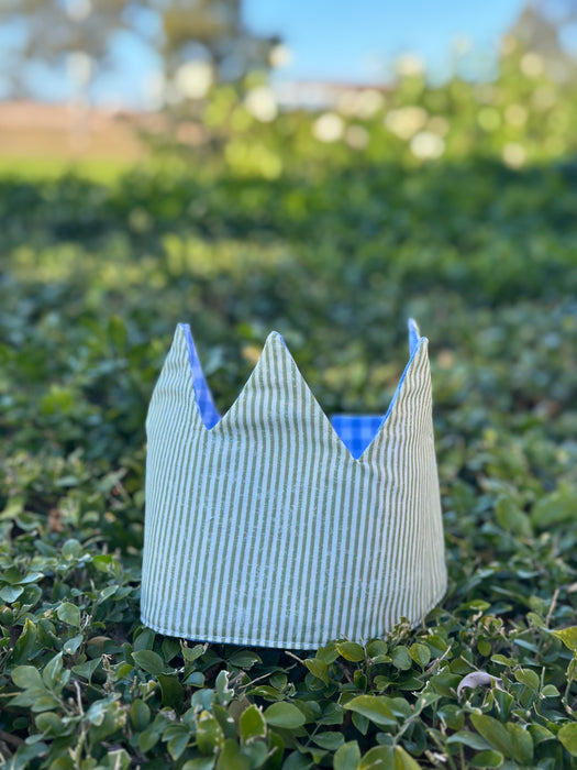 Blue Gingham & Stripes Crown