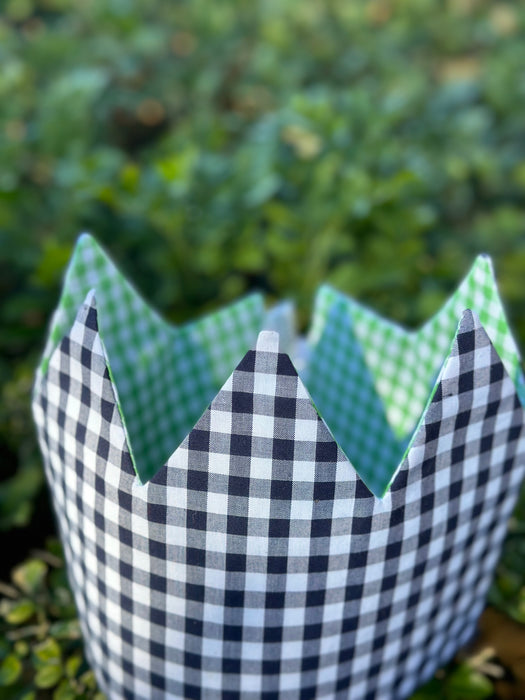 Navy & Green Gingham Crown