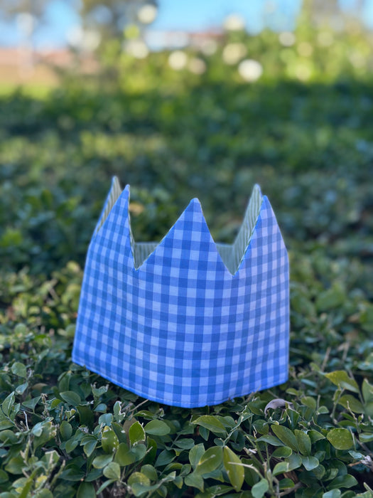 Blue Gingham & Stripes Crown