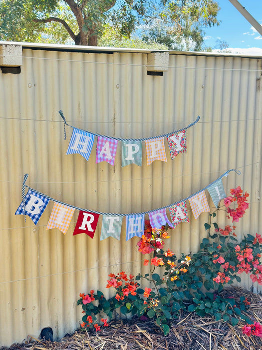 Reversible “Happy Birthday!” & “Merry Christmas” bunting