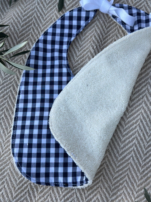 Navy Gingham Bib