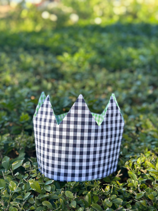 Navy & Green Gingham Crown