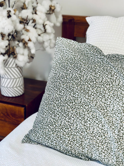 Feather Meadow + Beige Gingham Standard Pillowcase