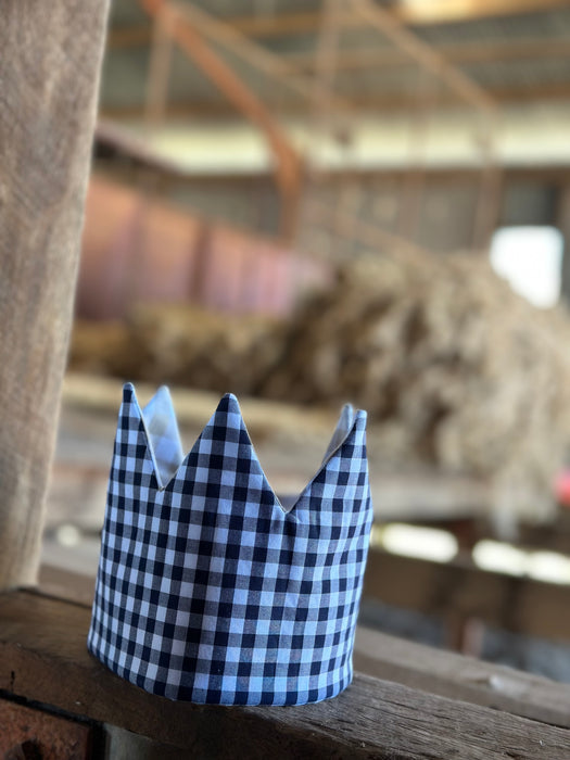 Navy & Beige Gingham Crown