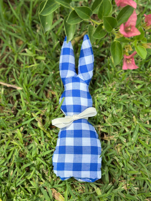 Blue Gingham + Cream Bunny