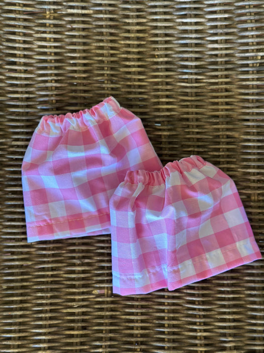 Kids Pink Gingham Sock Guards