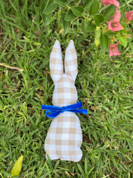 Beige Gingham + Blue Bunny