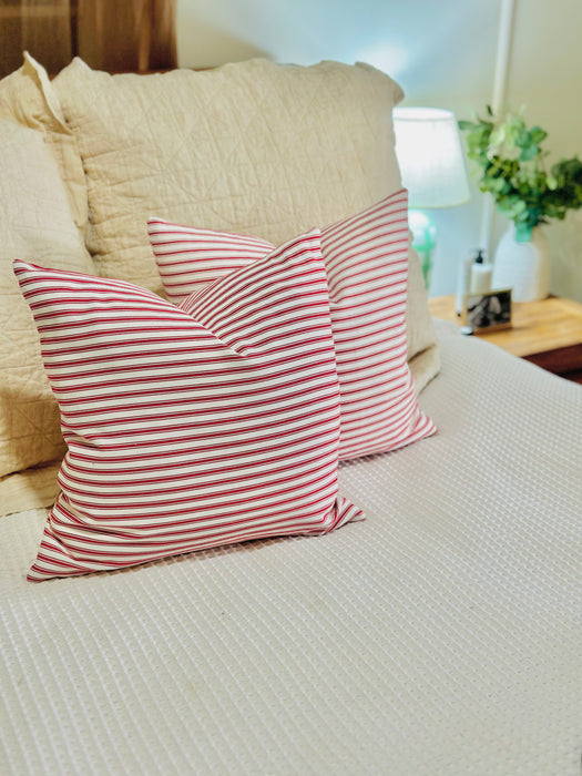 Red Ticking Cushion