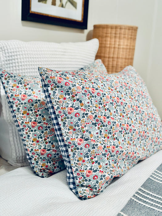 Betsy P + Navy Gingham Standard Pillowcase