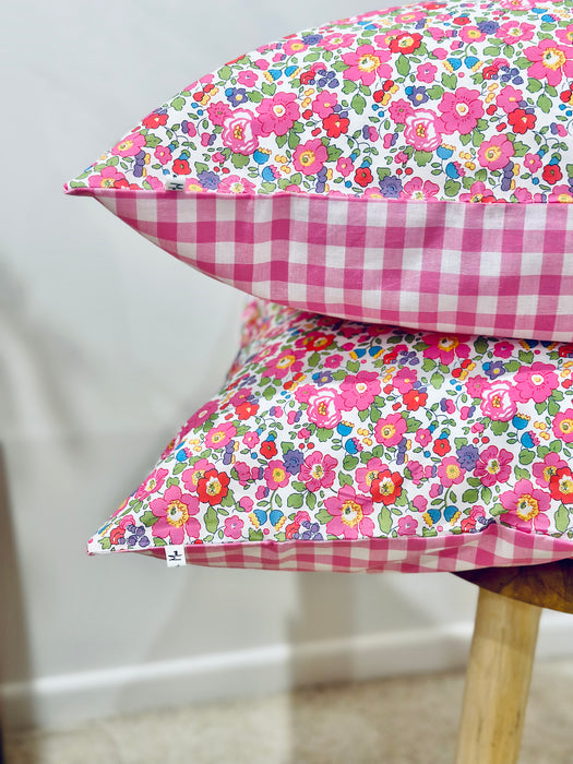 Betsy V + Pink Gingham Standard Pillowcase