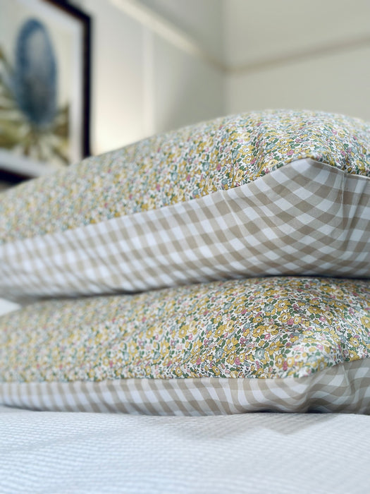 Betsy Ann + Beige Gingham Standard Pillowcase