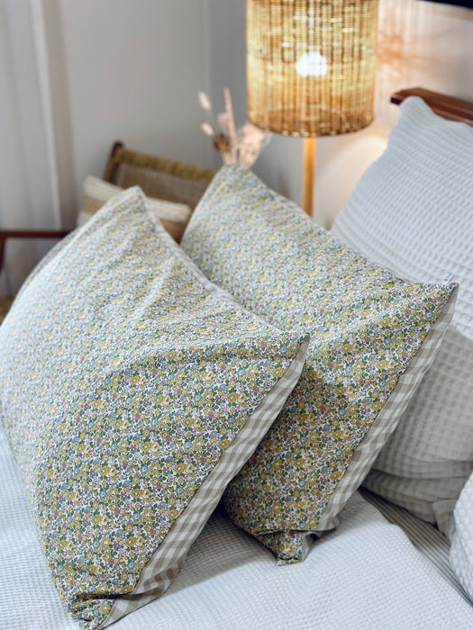 Betsy Ann + Beige Gingham Standard Pillowcase