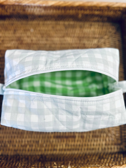 Duck Egg Blue + Green Gingham Bag