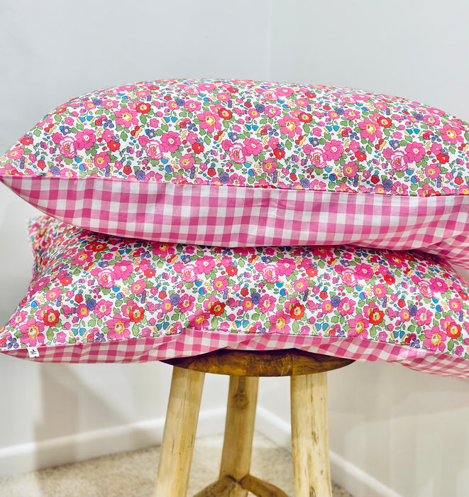 Betsy V + Pink Gingham Standard Pillowcase