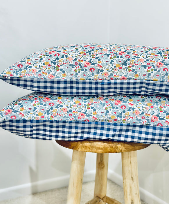 Betsy P + Navy Gingham Standard Pillowcase