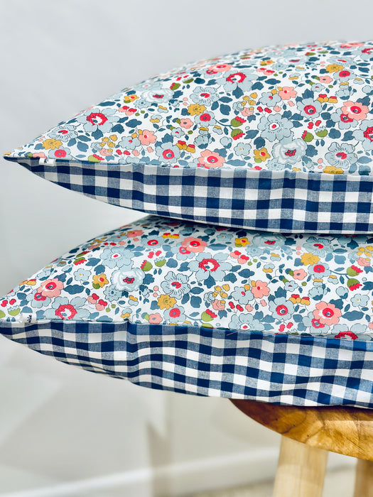 Betsy P + Navy Gingham Standard Pillowcase