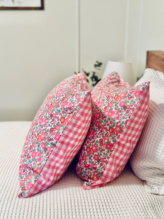 Betsy V + Pink Gingham Standard Pillowcase