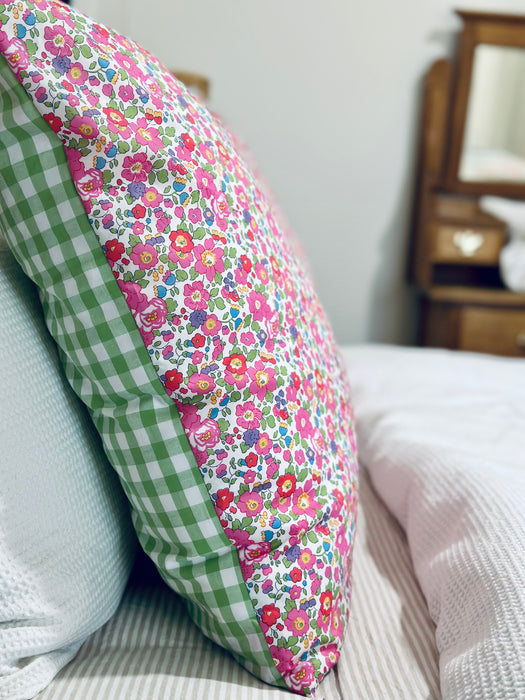 Betsy V + Green Gingham Euro Pillowcase