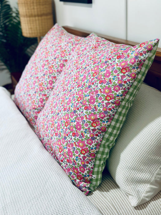 Betsy V + Green Gingham Euro Pillowcase