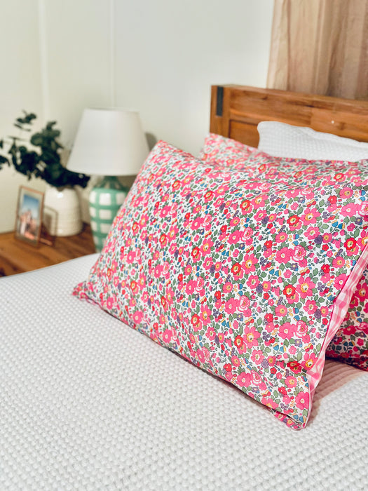 Betsy V + Pink Gingham Standard Pillowcase