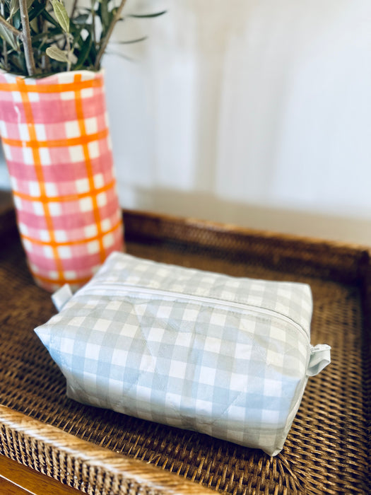 Duck Egg Blue + Green Gingham Bag