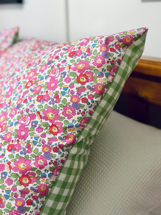 Betsy V + Green Gingham Euro Pillowcase