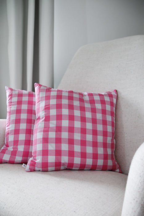 Hot Pink Gingham Cushion