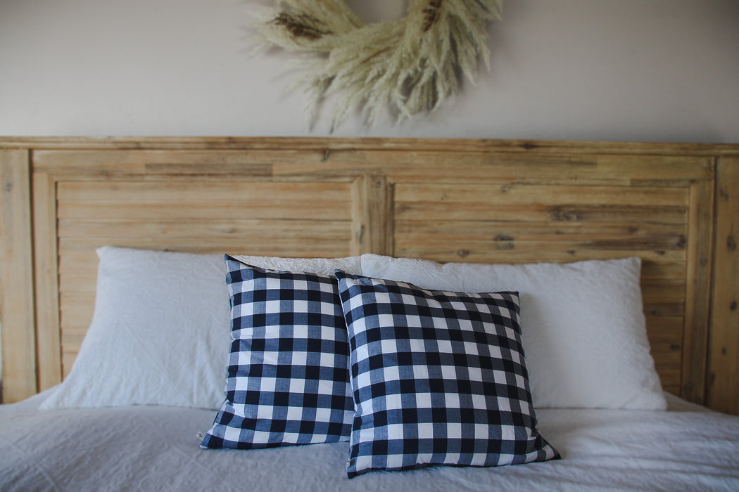 Navy Gingham Cushion