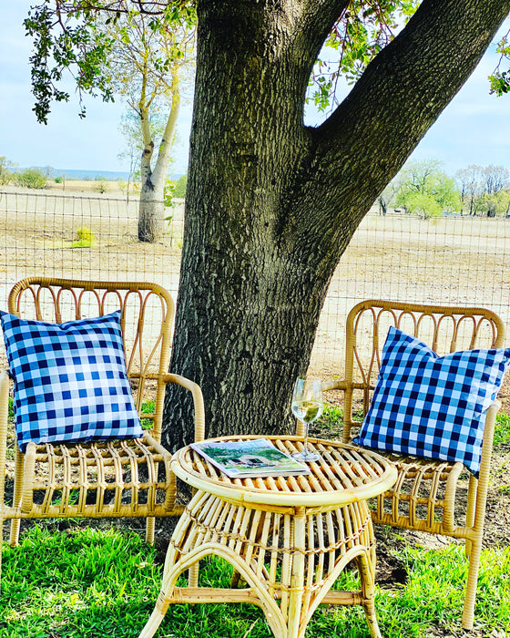 Navy Gingham Cushion