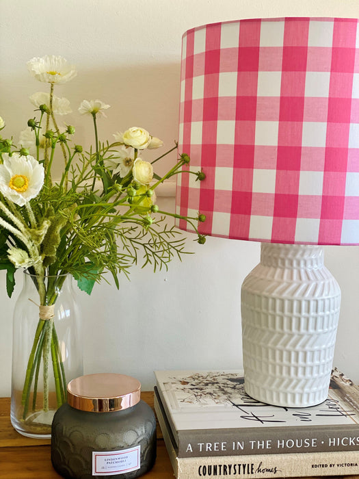 Pink Gingham Lampshade - 30cm Shade