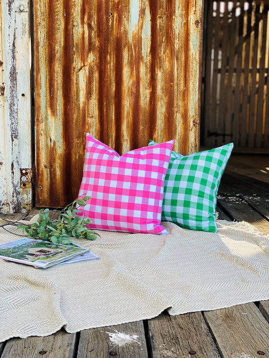 Green Gingham Cushion