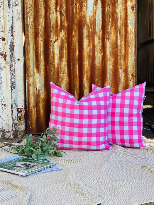 Hot Pink Gingham Cushion