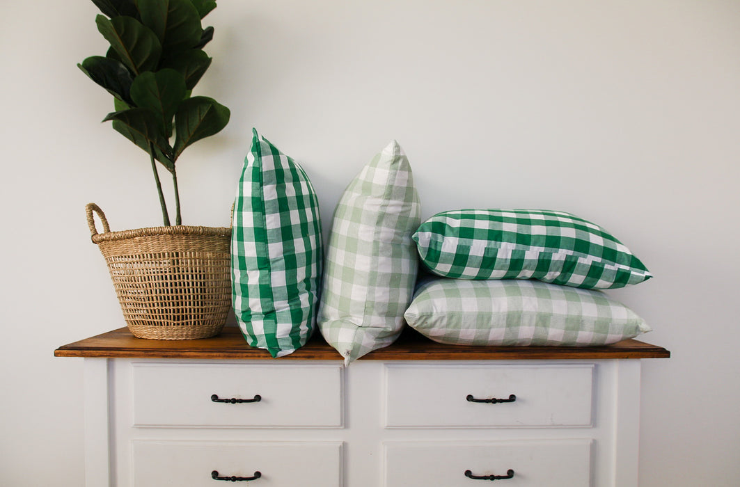 Green Gingham Cushion