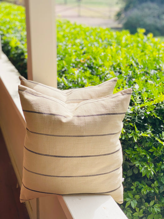 Taupe Striped Cushion